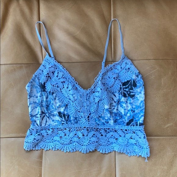 Urban Outfitters Tops - urban outfitters blue lace crop top size M